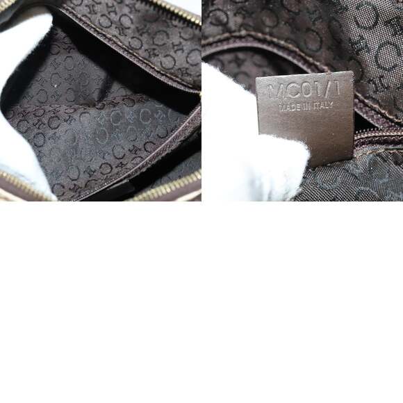 CELINE C Macadam Canvas Shoulder Bag Beige Gold - Picture 12 of 12